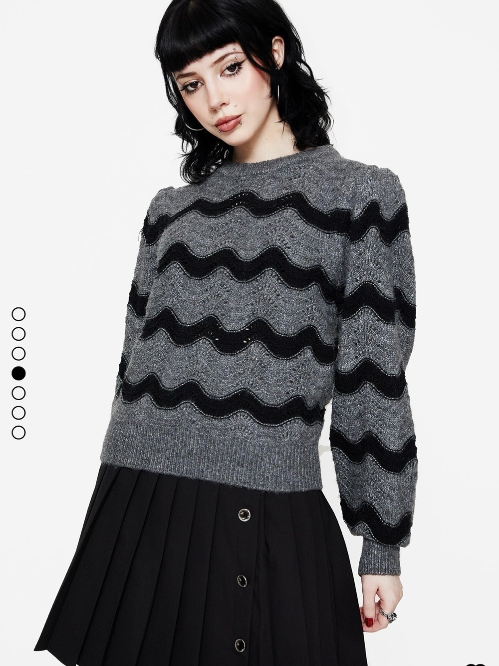 Disturbia Sweater Nave Gray Black Wave NWT Large Plush Emo Goth Jumper
